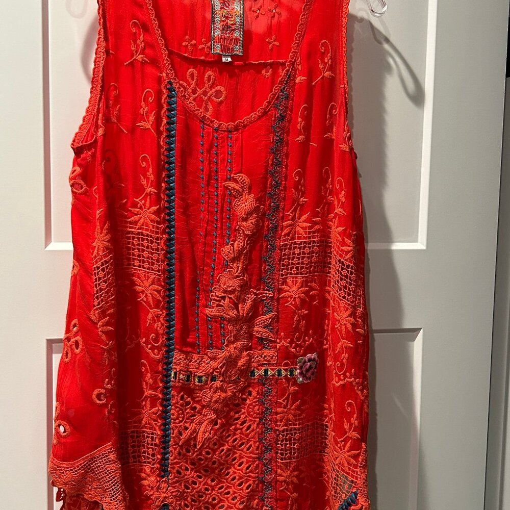 JOHNNY WAS, TANK TOP BEAUTIFUL ORANGE, 100% CUPRIA RAYON, MEDIUM